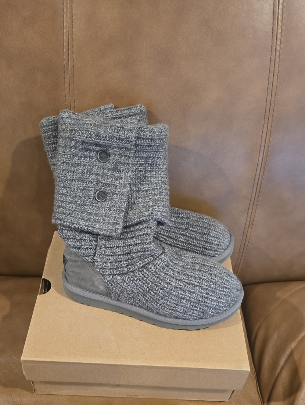 Ugg Knit Button Boots in Gray
